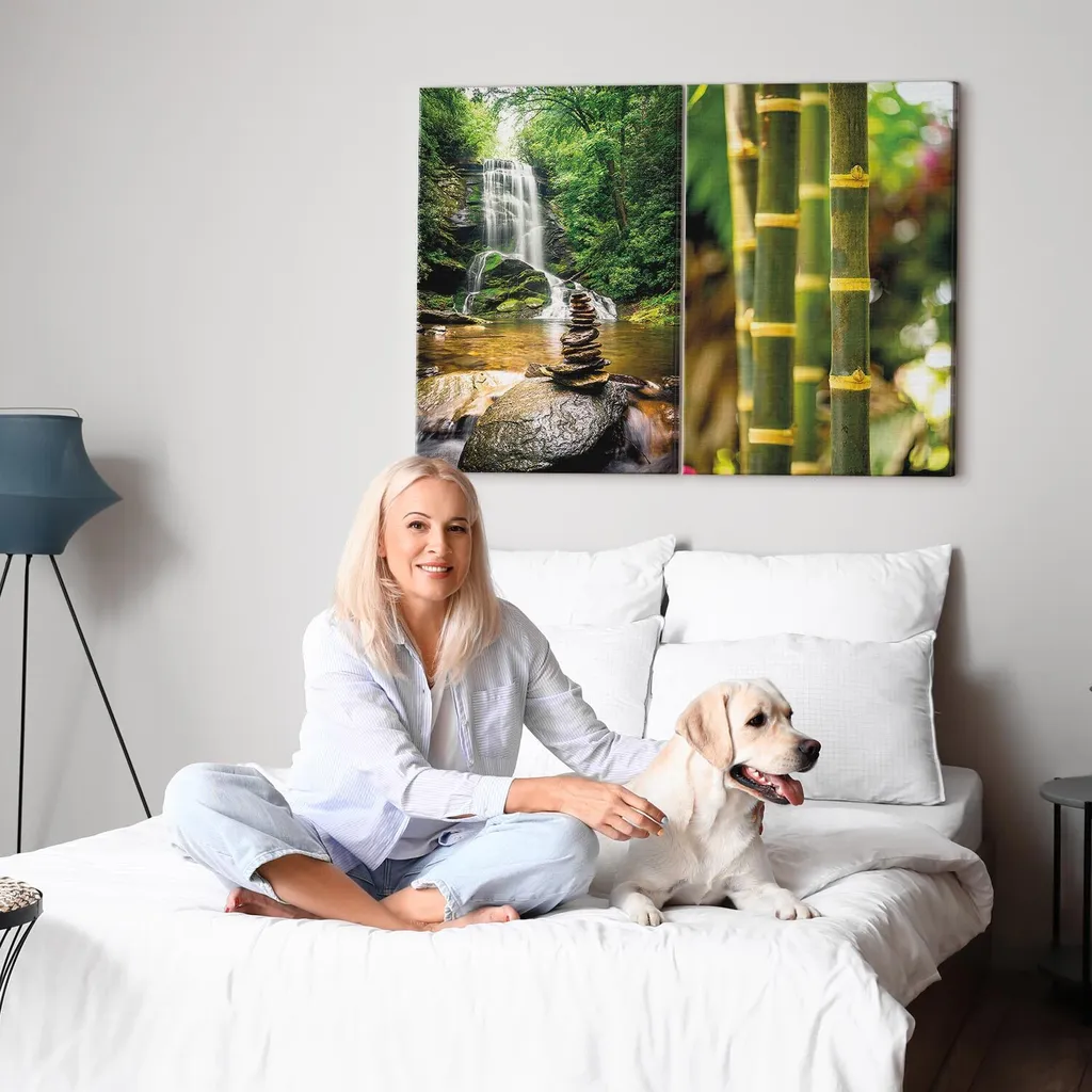Murando Quadro XL Cascata 80x60 cm Stampa su Tela Design 2 Pezzi - 5