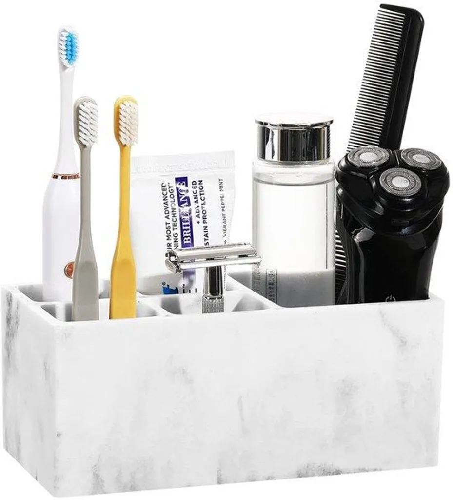 Gobelet de brossage hygiénique en résine blanche effet strié 1pc