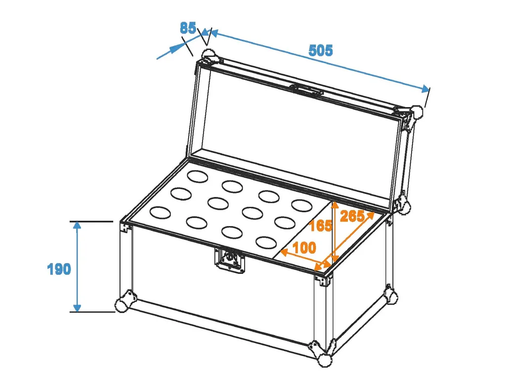Valise de Rangement pour 12 Micros de Scène - Flight Case Road Noir