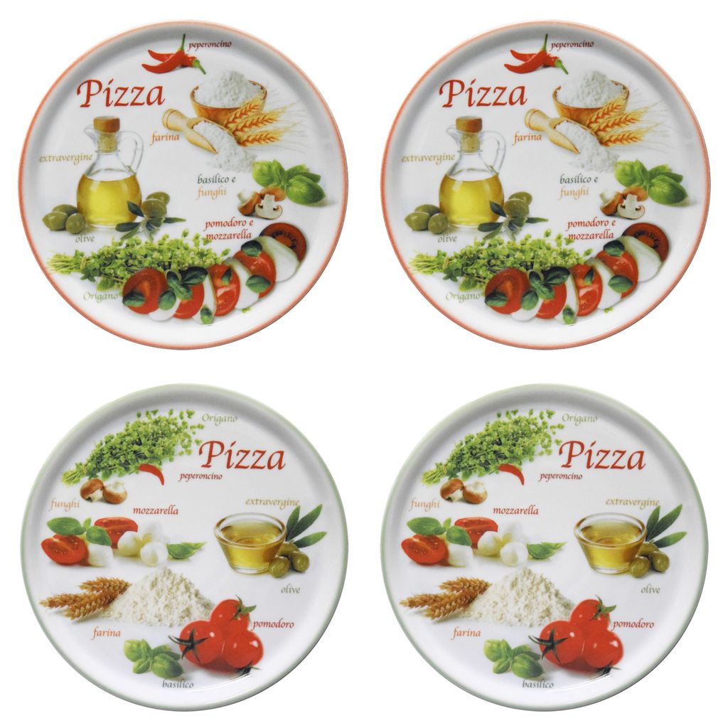 zestaw 4 talerzy do pizzy Napoli Green & Red Ø 32 cm talerz Zdjęcie produktu 