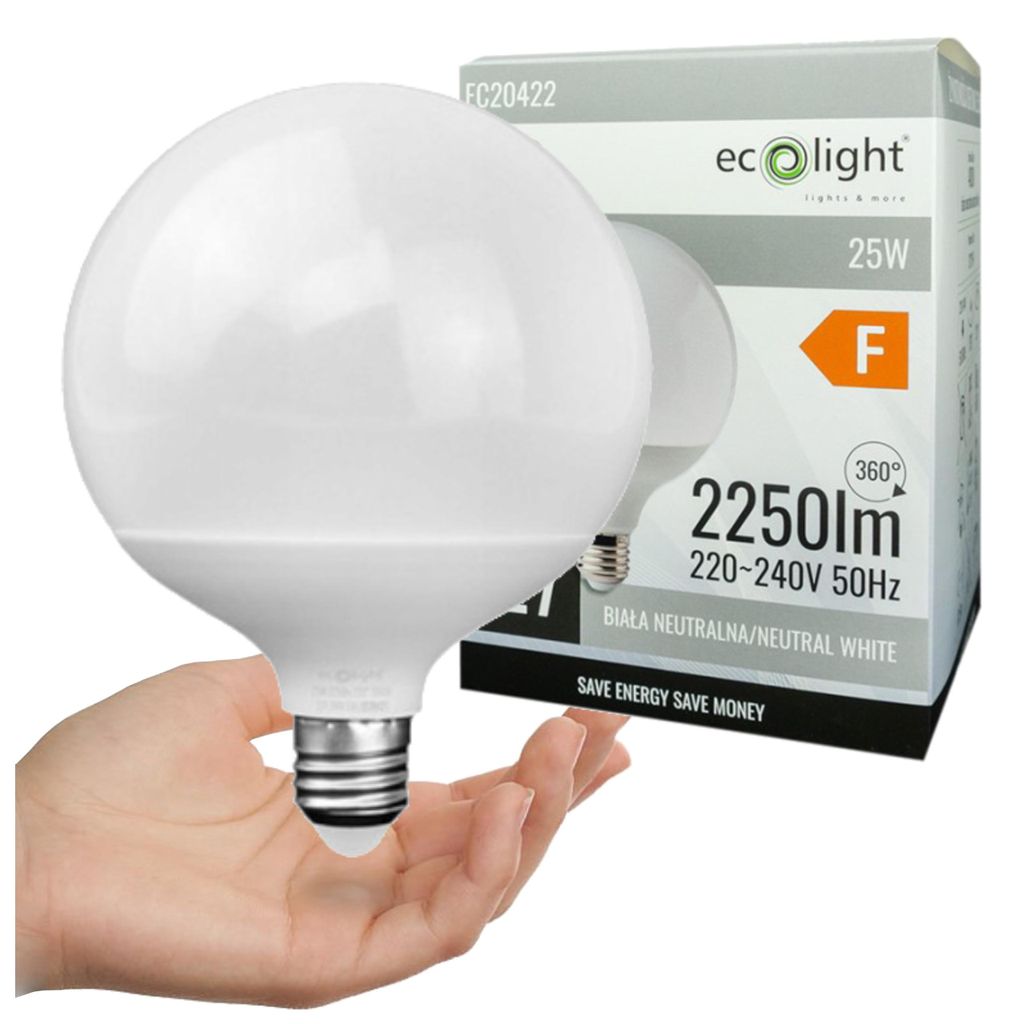 LED žárovka, velký závit E27, velká kulová žárovka, 25W, Obrázek produktu 