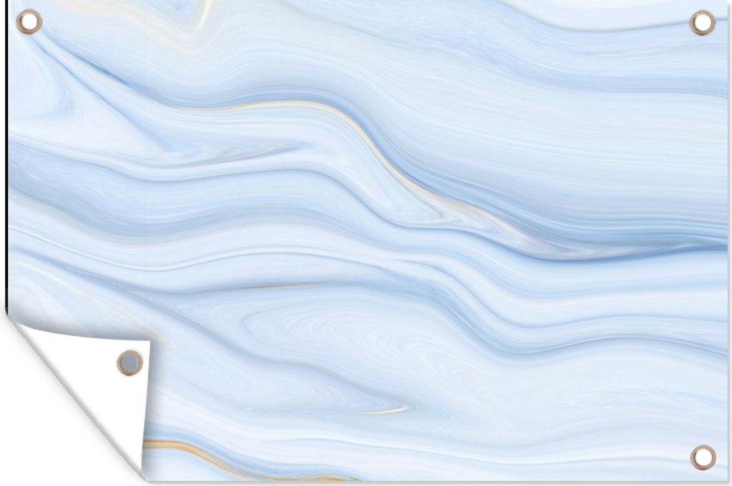 MuchoWow 90x60 cm Outdoor-Poster Gartendeko Sichtschutz Garten Poster für den Garten Marmor - Welle - Blau - Muster - Marmoroptik - Pastell