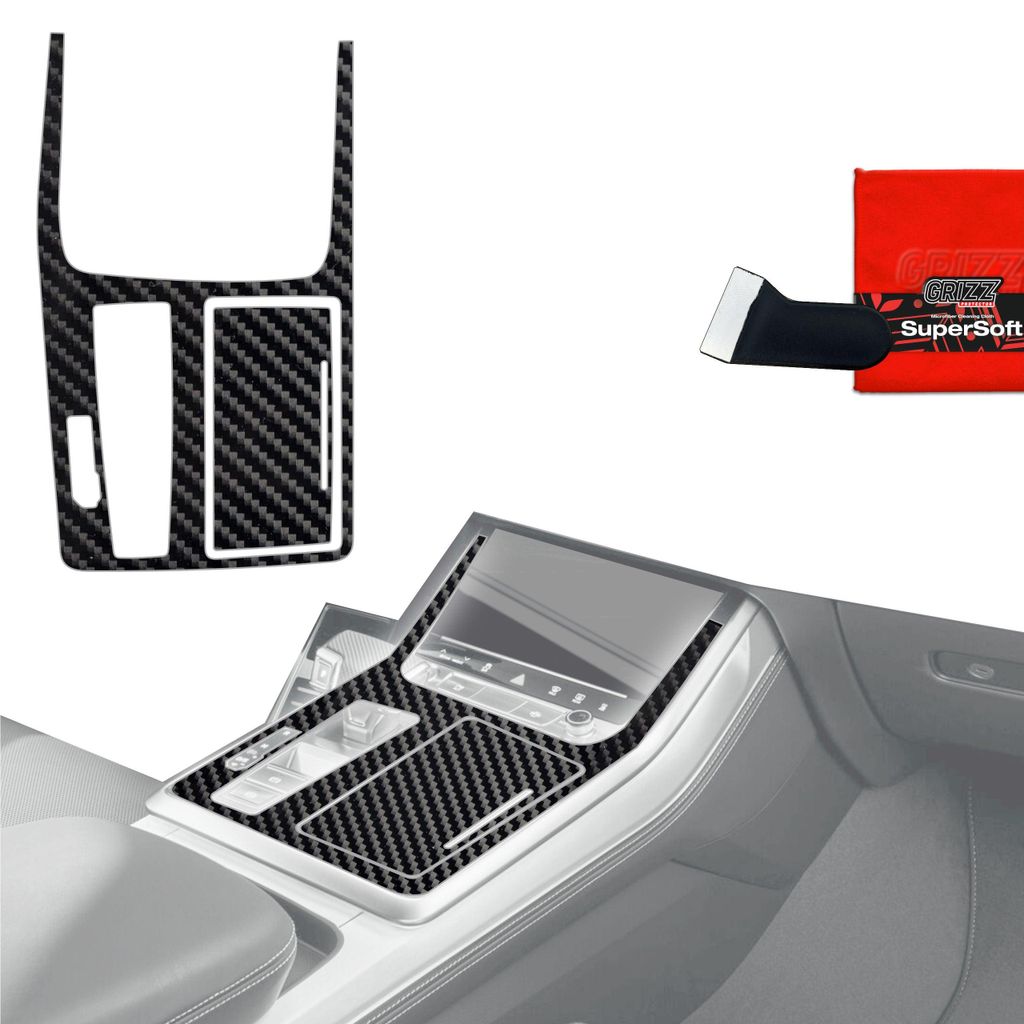 2in1 Schutzfolien Grizz Protector für Mittelkonsole - Audi Q8 (2019-2024) Carbon Optik Glanz