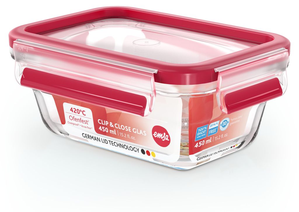 EMSA CLIP & CLOSE GLAS, Box, Rechteckig, 0,8 l, Produktbild 