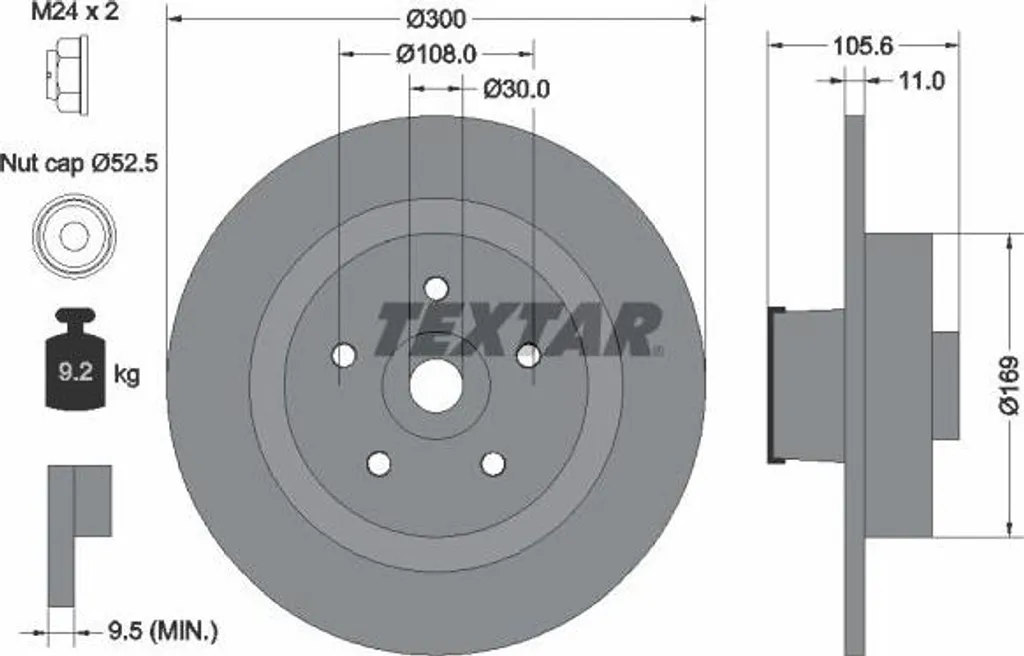 Disque de frein TEXTAR 92252903 d'origine OE pour Megane et Clio