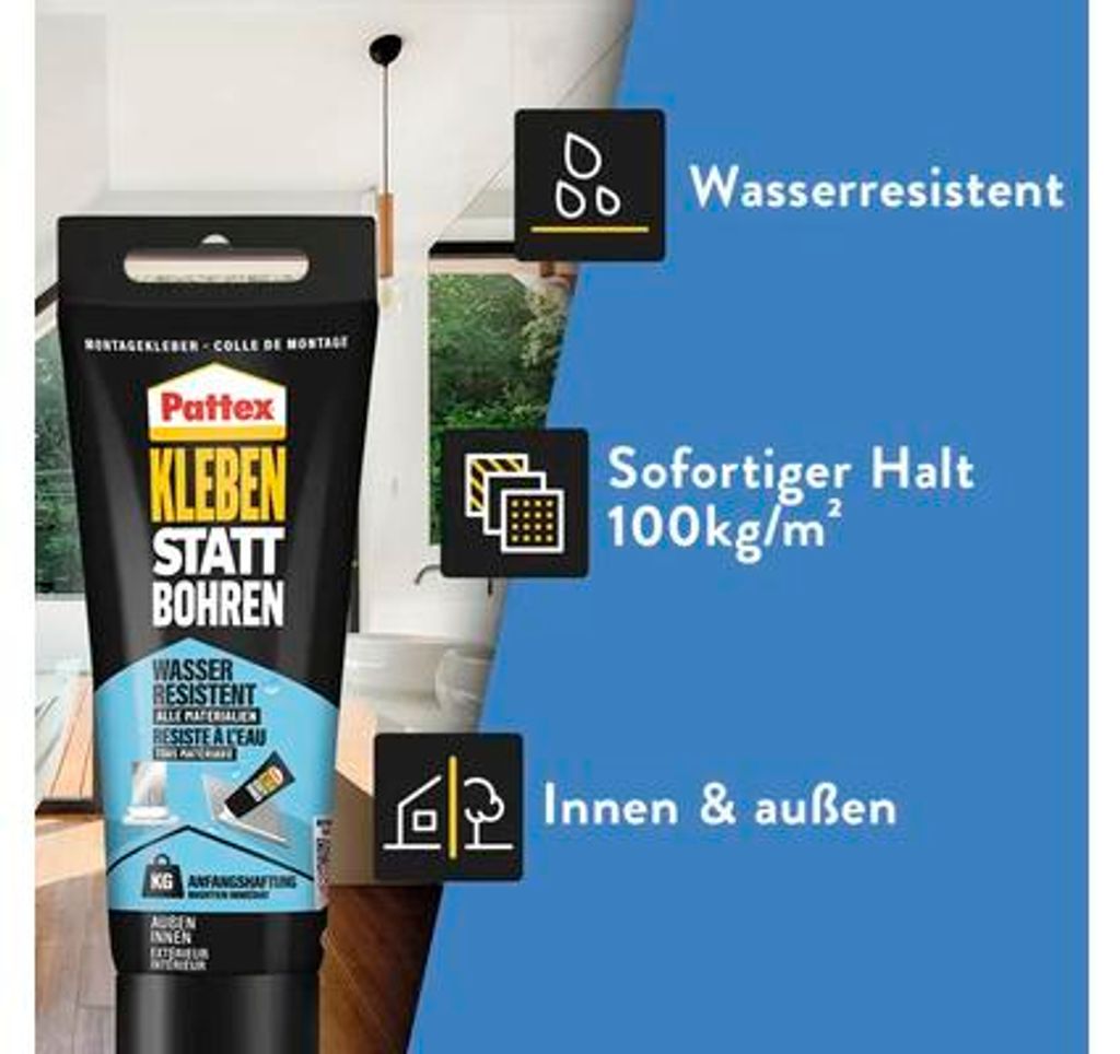 Pattex Kleben statt Bohren wasserresistent Montagekleber Produktbild 