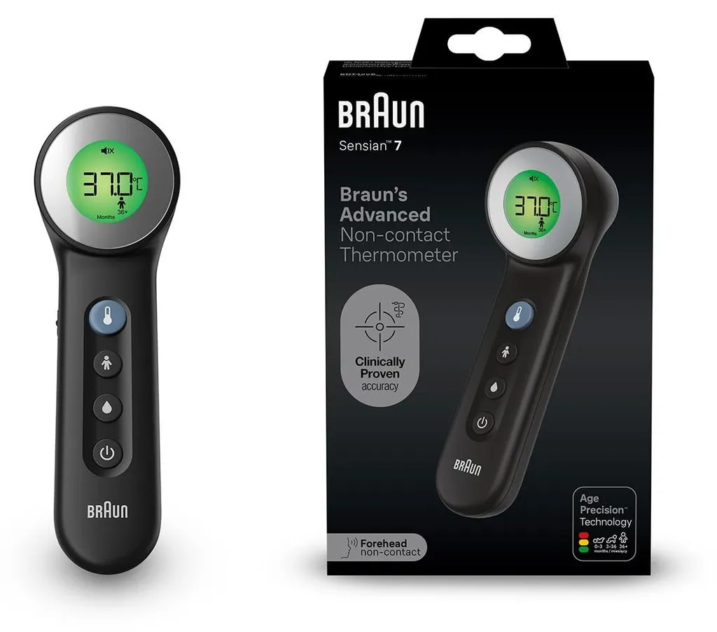 Thermomètre frontal infrarouge Braun BNT400 pour bébé et adulte blanc