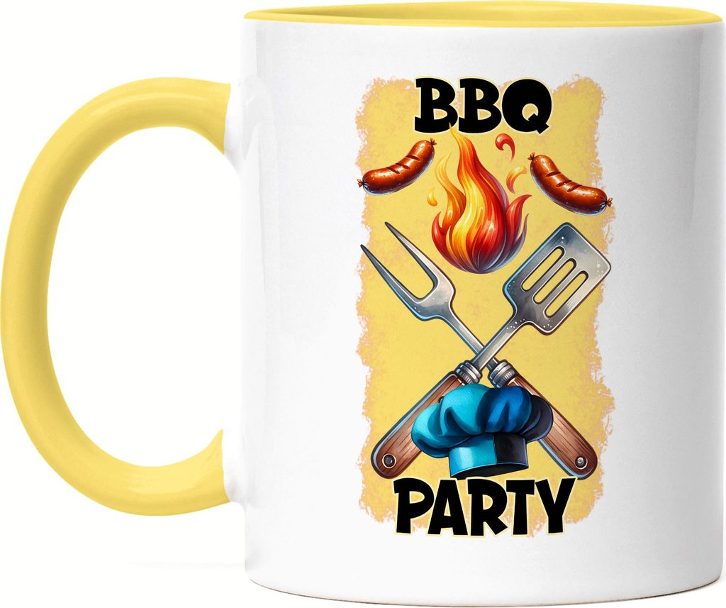 BBQ Party Grillen Grillmeister lustiges Grill Spruch Tasse Gelb