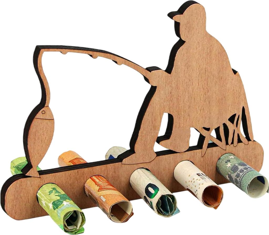Geldgeschenk für Angler, Holz Angler Geschenke für Männer, Originelle Geburtstag Geldgeschenk Holz, für Männer Originelles Geldgeschenk für G...