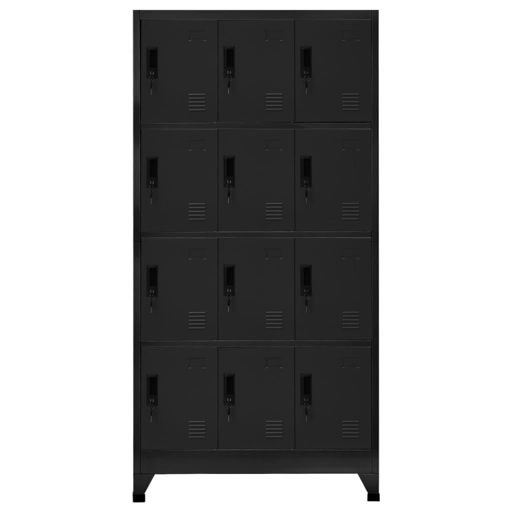 vidaXL Schließfachschrank Schwarz 90x45x180 cm Stahl Produktbild 