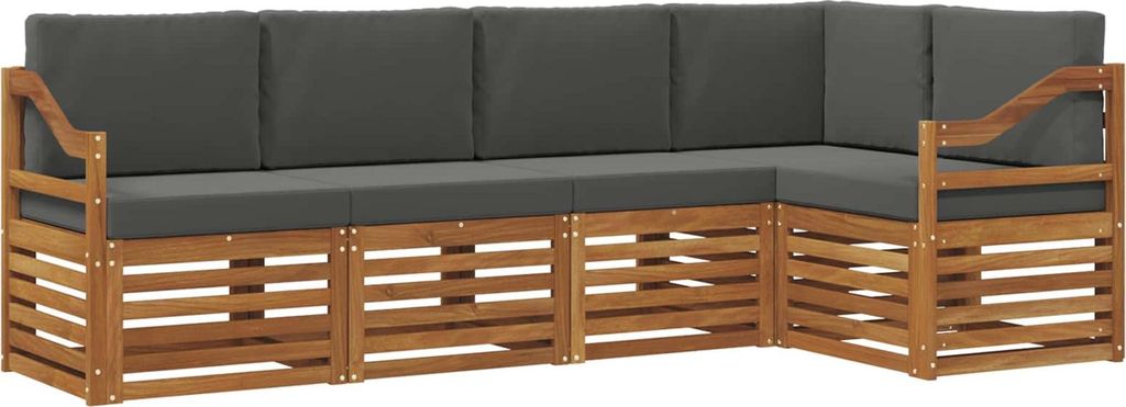 vidaXL Ecksofa Set 5 pcs Natur und Anthrazit Massivholz Akazie