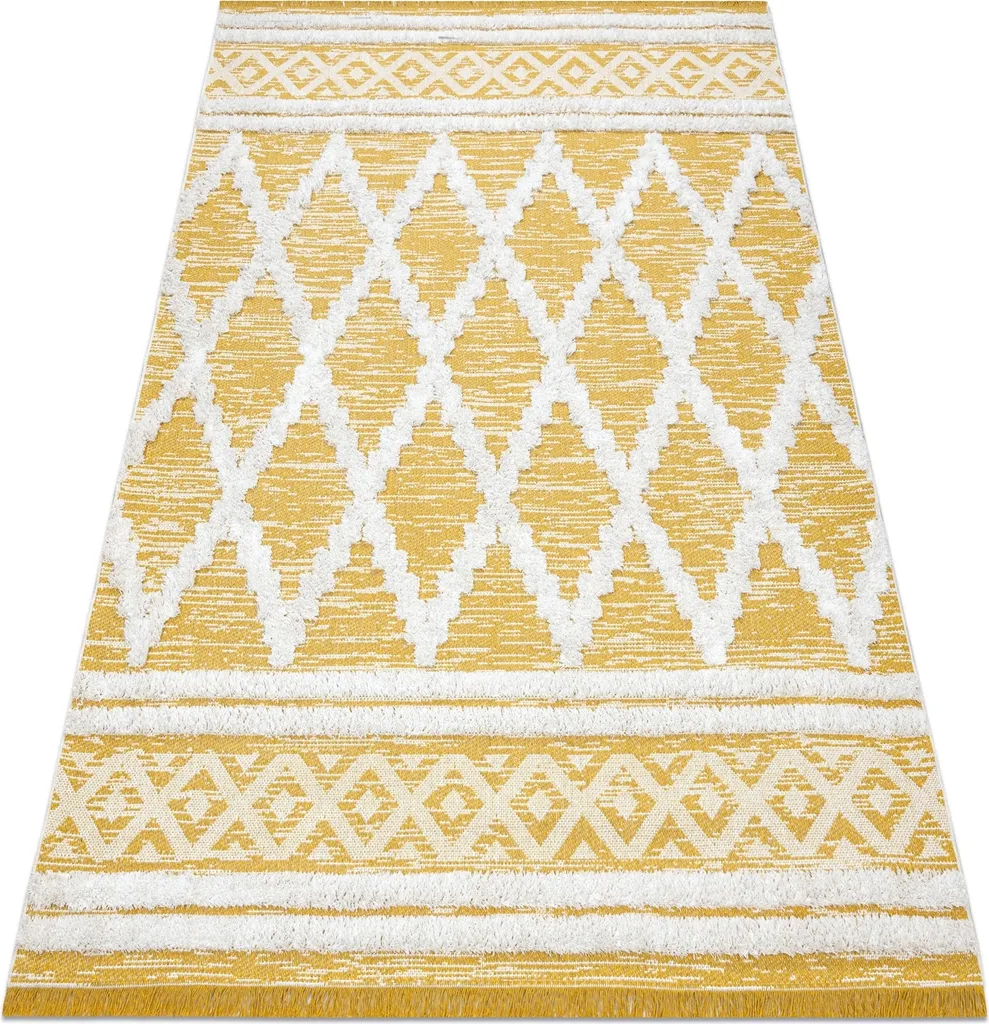 Tapis ECO SIZAL BOHO MOROC 22297 Jaune et Crème - Coton Recyclé 78x150cm