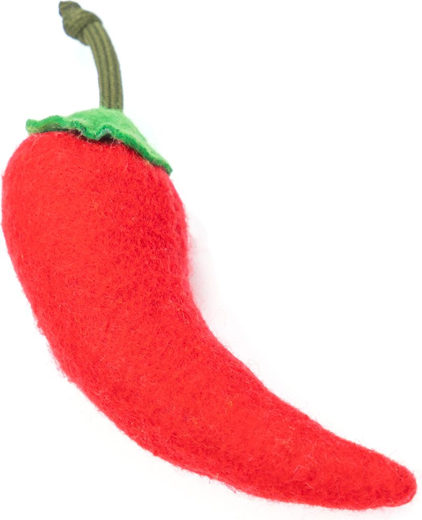 Katzenspielzeug mit Katzenminze · Chilli · handgefertigtes Filz-Spielkissen