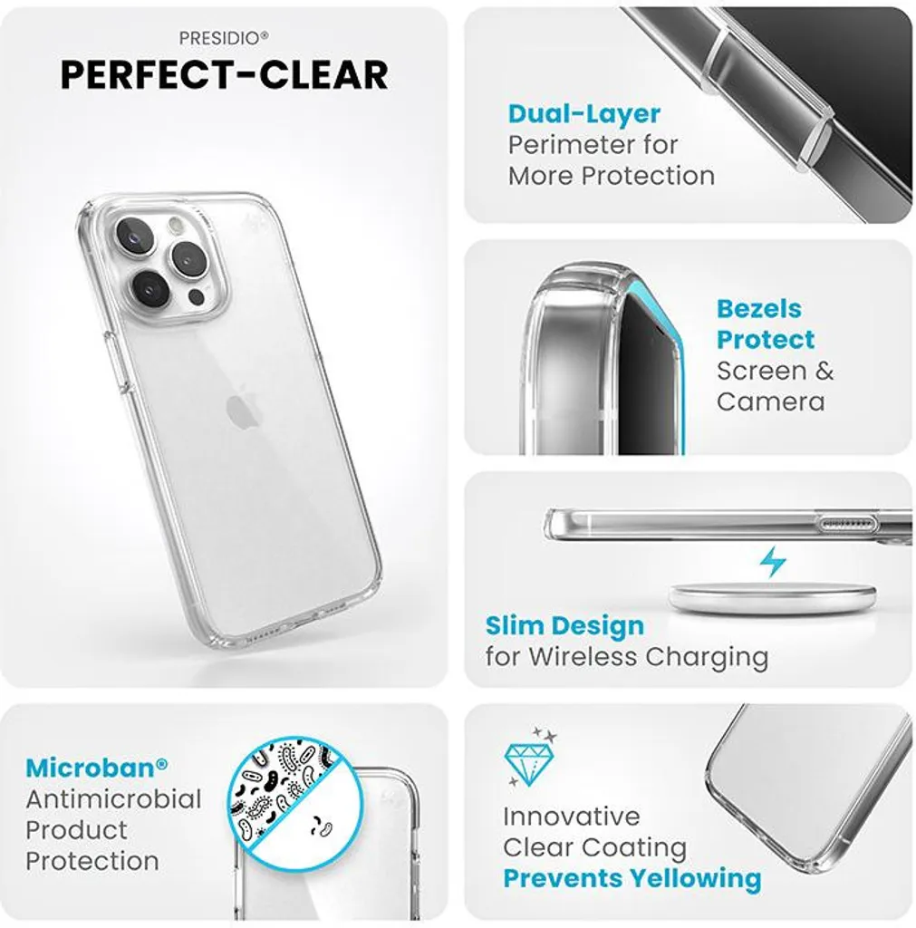 Coque de protection iPhone 15 Pro Max Speck Presidio Perfect-Clear Antichoc - 11