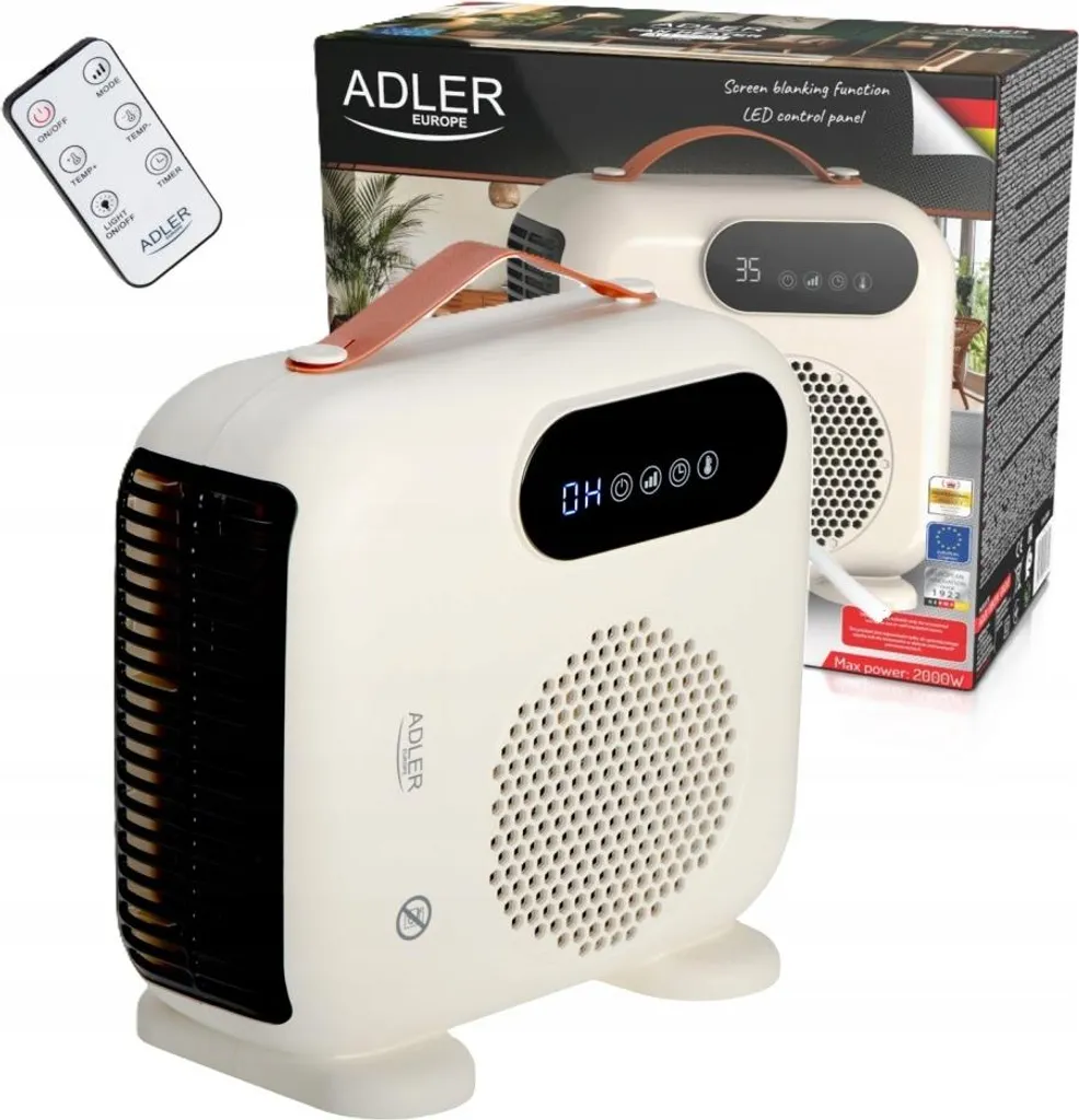 Radiateur ventilateur LCD 2000W AD7756 : fini le froid avec télécommande
