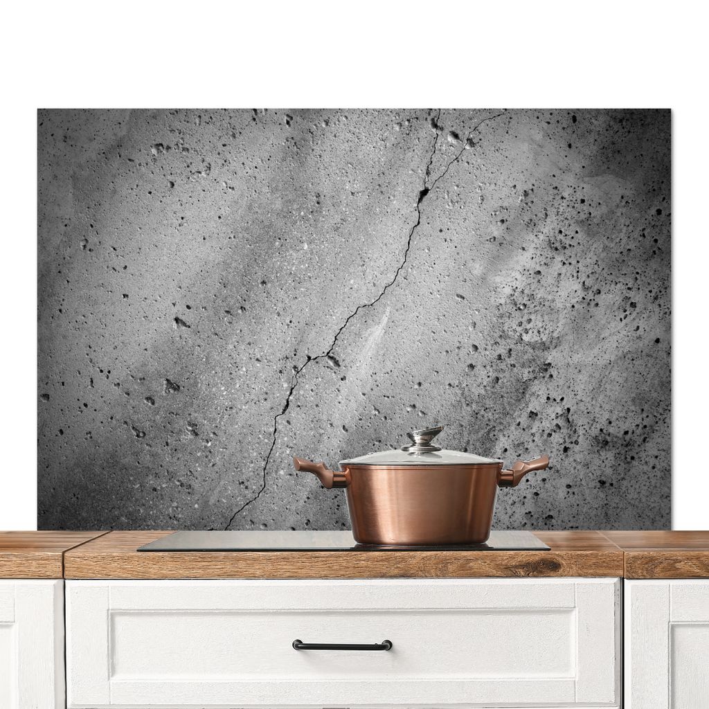 KitchenYeah Spritzschutz Küche - Küchenrückwand - Wandschutz für Herd und Spüle - Beton - Grau - Schroff - Industriell - Vintage 120x80 - Al...