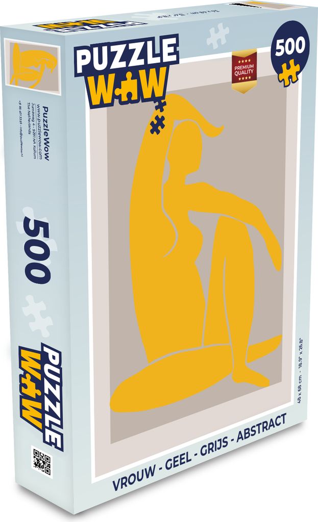 MuchoWow Puzzle 500 Teile Frau - Gelb - Grau - Abstrakt - Denken - Spiel - Toy