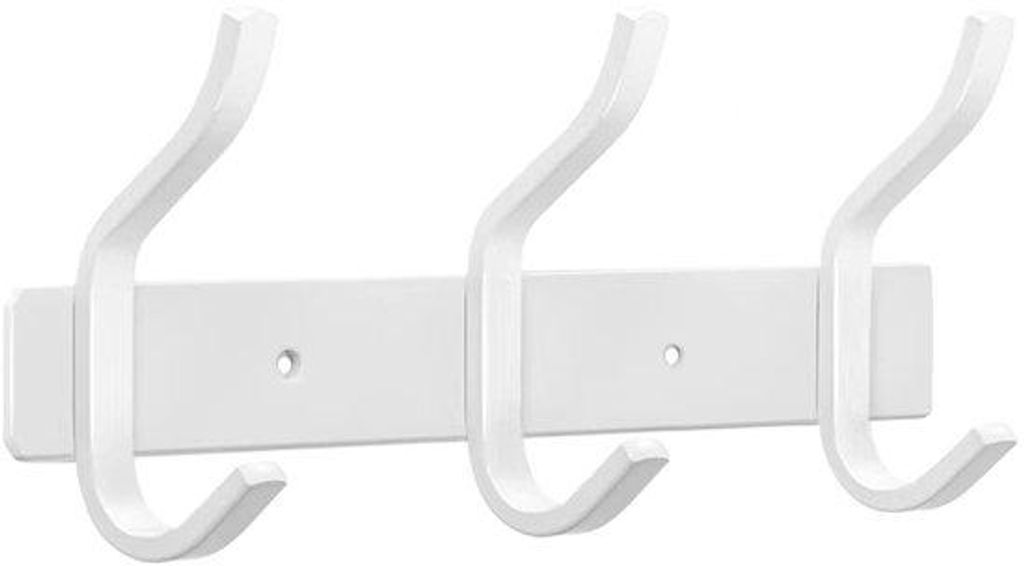 Wandhalter für Schlafzimmer und Bad, Stahl-Haken-Kapstok mit 3 Ausziehern, weiß