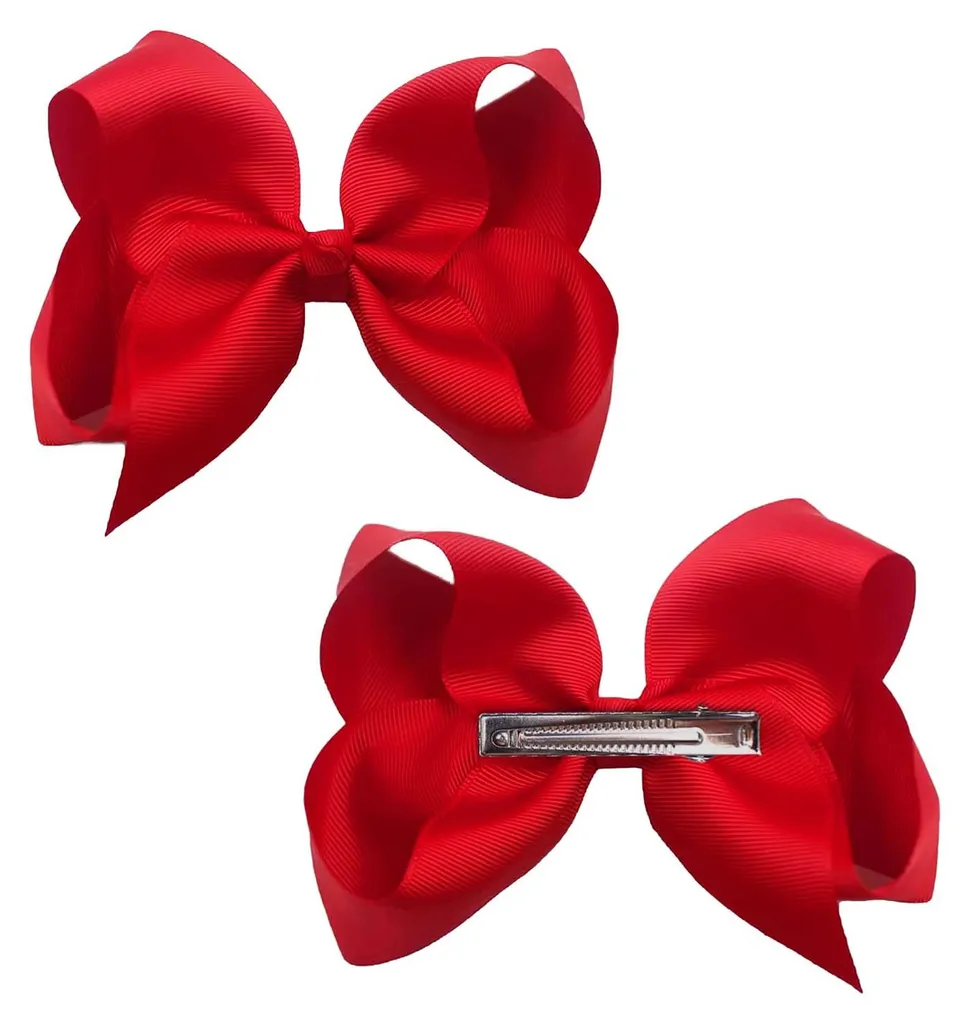 Fixation Anti-Glisse : 2 Barrettes Nœuds Cheveux Rouges pour Enfants