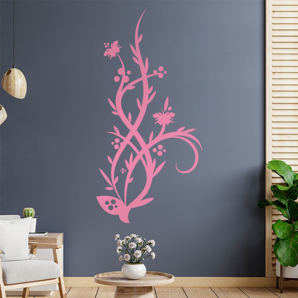 Falter Schmetterling Blüte Wandtattoo in 6 Größen - Wandaufkleber Wall Sticker - Dekoration, Küche, Wohnzimmer, Schlafzimmer, Badezimmer