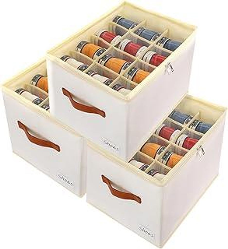 3 Stück Schuhaufbewahrung Schuhorganizer Schuhschrank - 36 Zellen Schuhboxen Stapelbar Schuhregal Platzsparend Schuh Organizer für Schrank Shoe R...