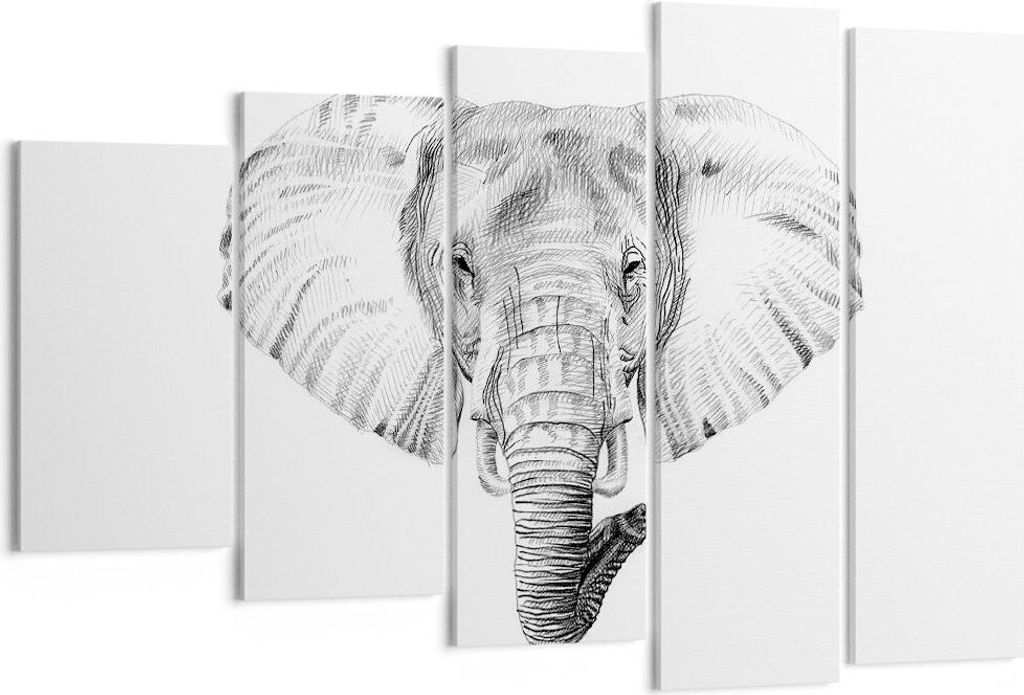 Bild auf Leinwand - Leinwandbild - Elefant Afrika Illustration Kinder - 150x100cm - Wand Bild - Wanddeko - Leinwanddruck - Bilder - Kunstdruck - Le...