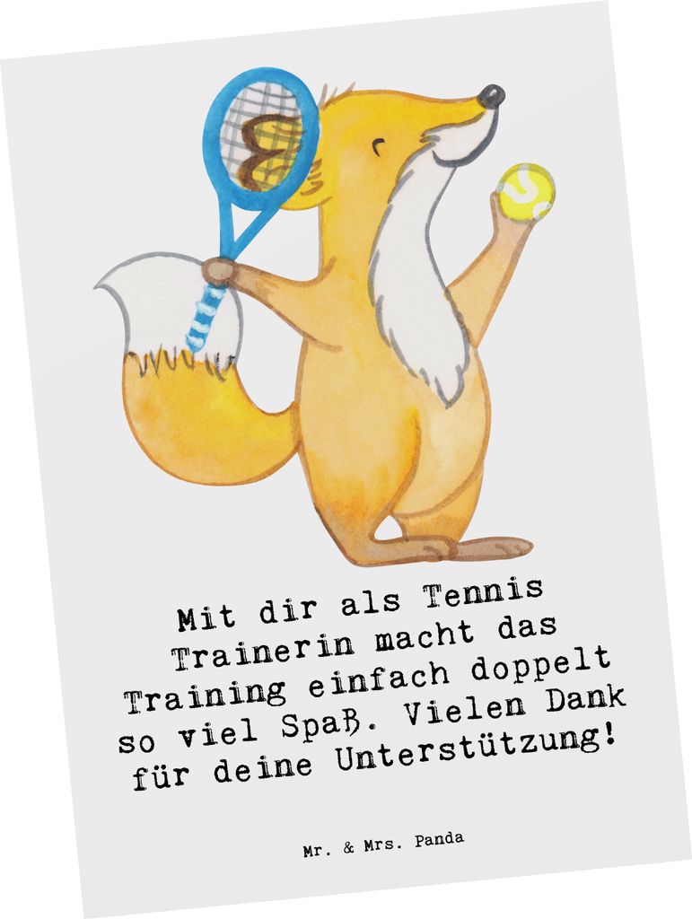 Mr. & Mrs. Panda Postkarte Tennis Trainerin Spaß - Weiß - Geschenk, Ansichtskarten, Fotokarte, Postkarten, Leidenschaft, Ansichtskarte, Tennisspi...