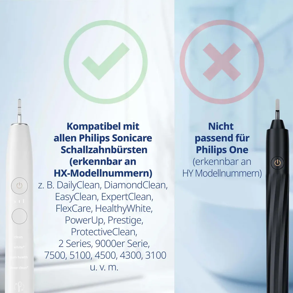 Pack de 8 Brossettes de Rechange pour Philips Sonicare Blanc Medium - 8