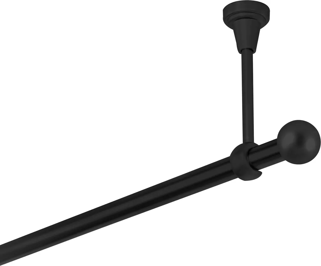 Asta Tenda Nera Metallo 120 cm 19 mm Soffitto Sfera - Design Moderno