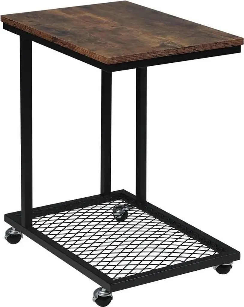 Table d'appoint en C pliable 51x36cm plateau MDF et structure métal