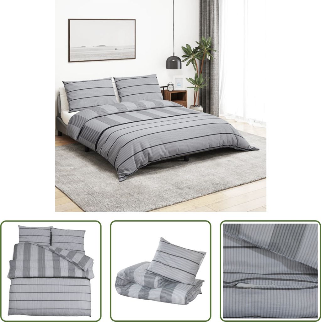 The Living Store Bettwäsche-Set Grau 155x220 cm Baumwolle