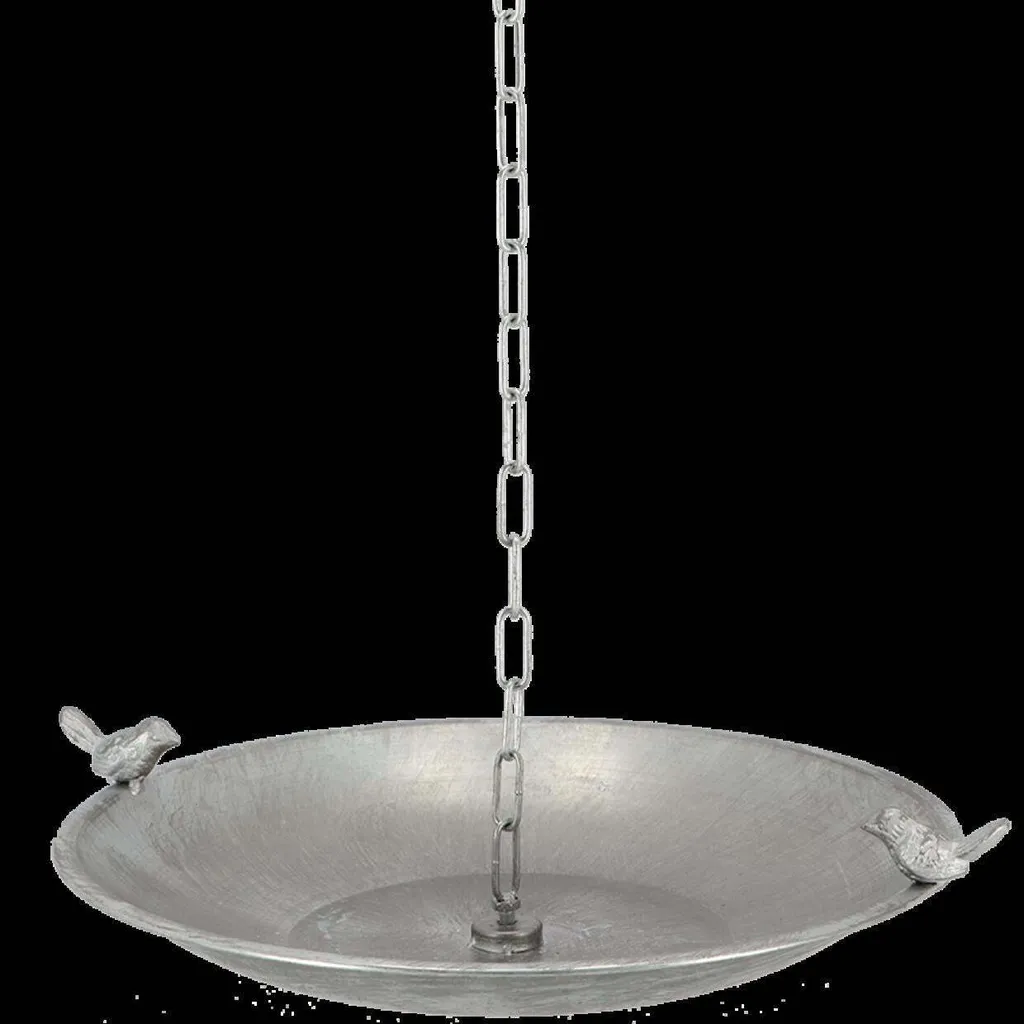 Bain d'oiseaux en fer galvanisé avec chaîne de suspension robuste 40cm