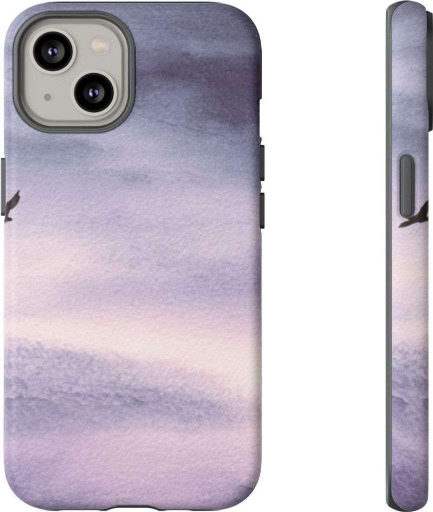 Vogel am violetten Himmel – Hülle Kompatibel mit iPhone 14