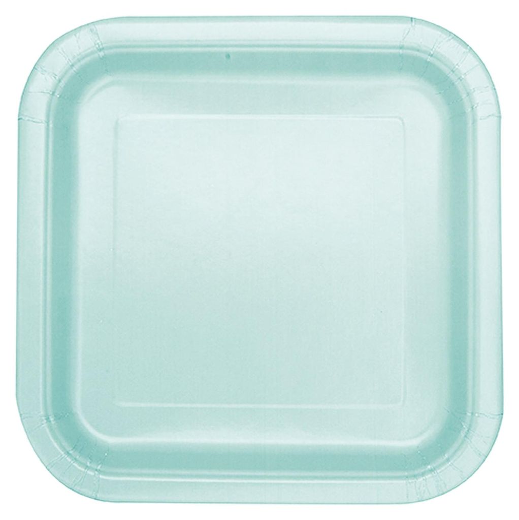 16 kleine quadratische Pappteller Minzgrün 17,5 cm - Pastell - Einheitsgröße