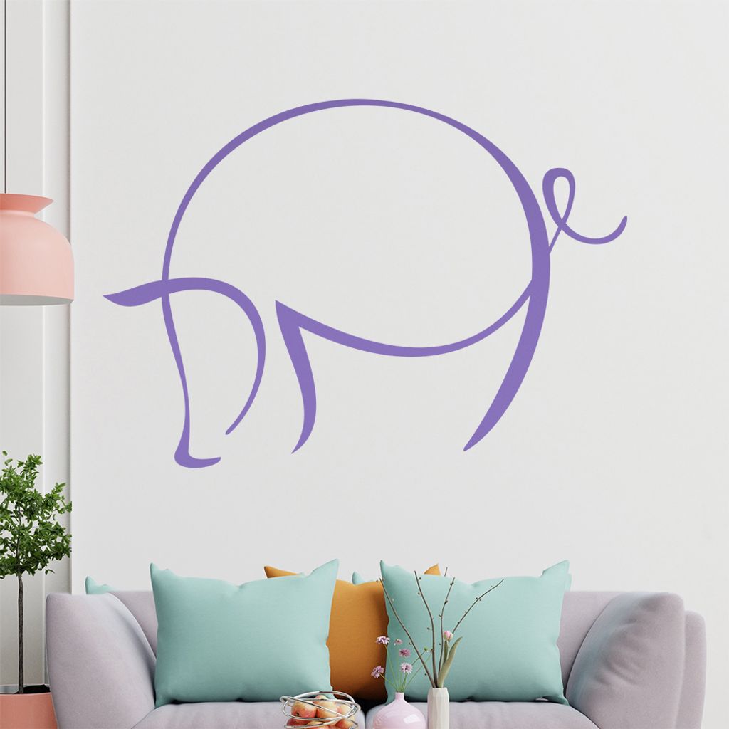Schwein Linien Wandtattoo in 6 Größen - Wandaufkleber Wall Sticker - Dekoration, Küche, Wohnzimmer, Schlafzimmer, Badezimmer