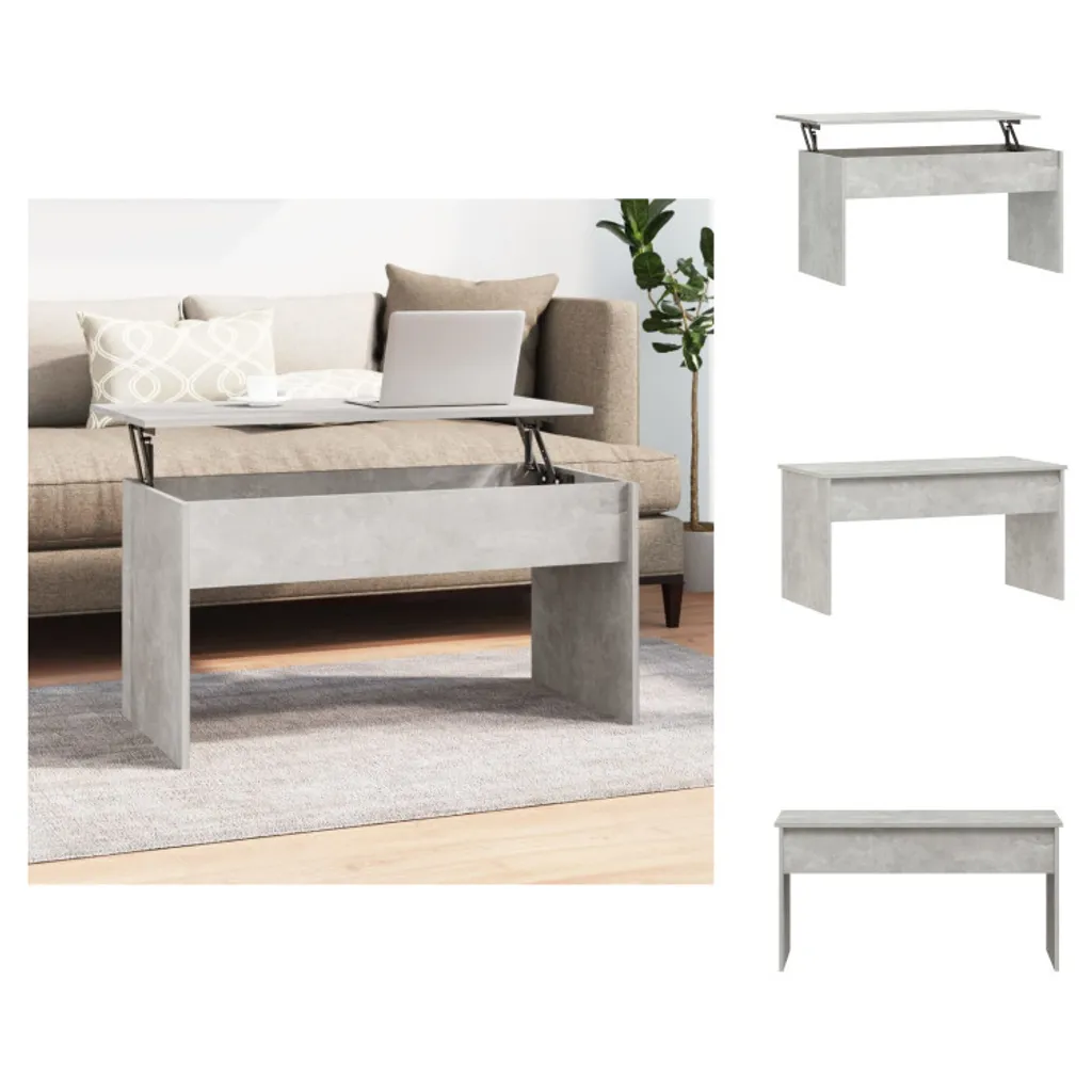 Table basse grise en aggloméré 102 cm - Style béton contemporain