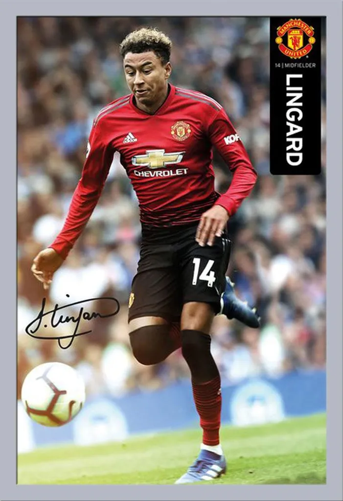 Poster Manchester United Lingard 18/19 con Cornice Shinsuke Argento