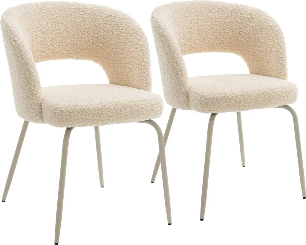 Chaises de salle à manger en bouissette beige FLAVIA - Lot de 2 pièces
