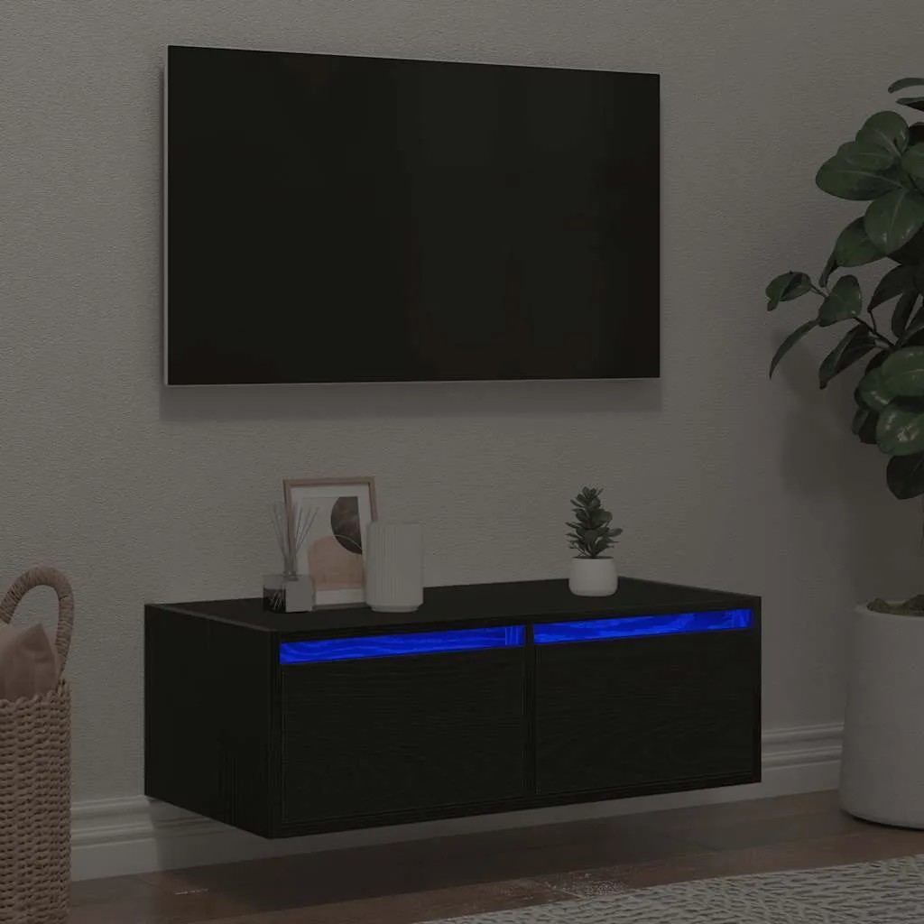 Base TV Maison Exclusive LED 75x35 Rovere Nero - High-Tech Style