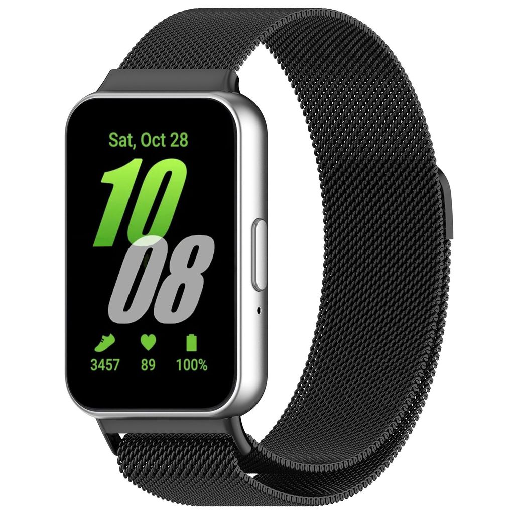 Strap-it Milanaise-Armband / Milanaise-Armband mit Magnetverschluss - passend für Samsung Galaxy Fit 3 (schwarz)