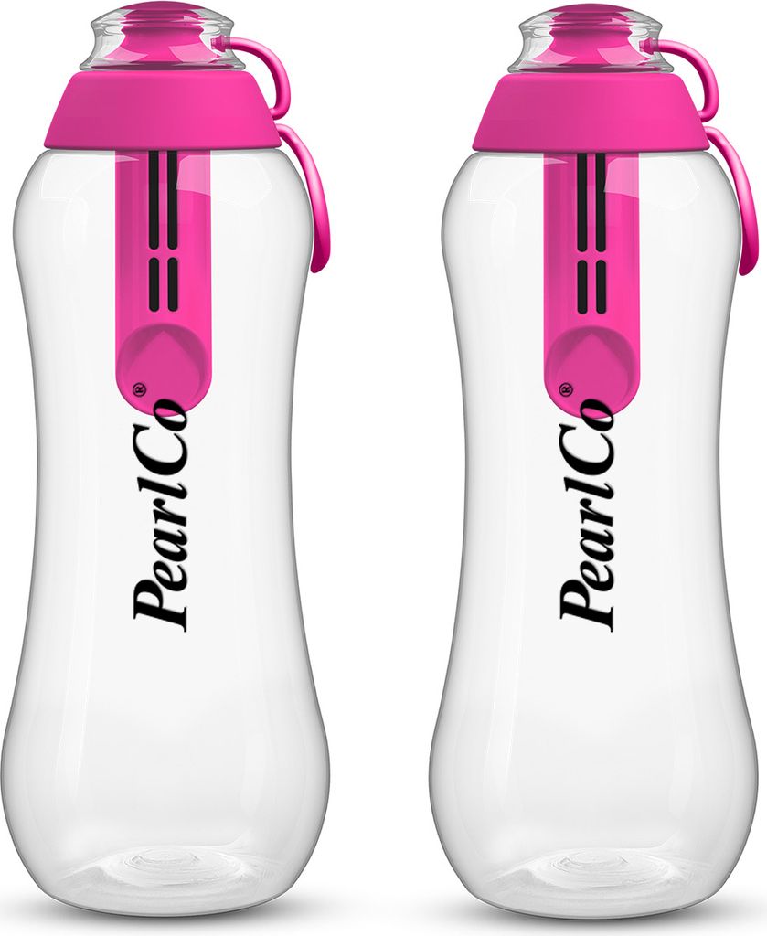 Zwei Trinkflaschen mit Filter 0,7 Liter pink
