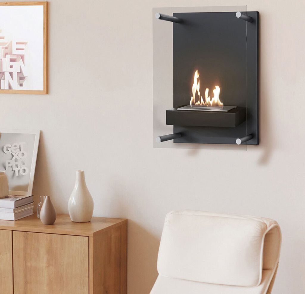 Wandkamin Bioethanol GLASS mit Verglasung Produktbild 