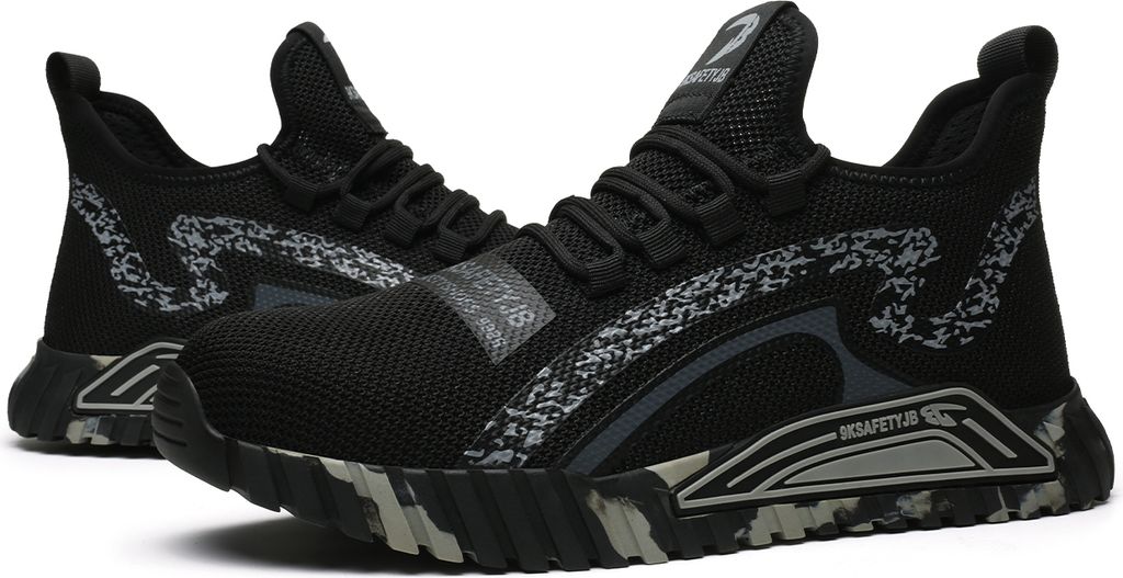 Atmungsaktive Arbeitsschuhe Herren Sicherheitsschuhe Damen leichte Sportschuhe mit Stahlkappe rutschfest atmungsaktivGrau Größe 38