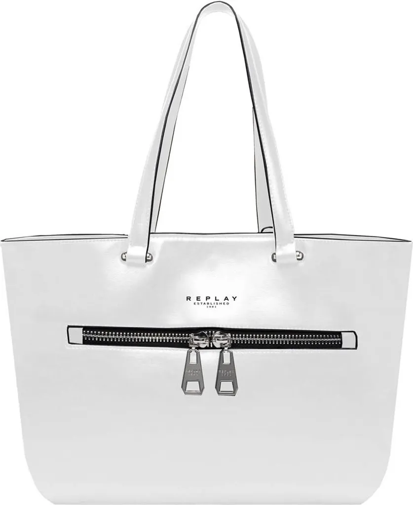 Sac à Main Shopper Blanc REPLAY - Grand Cabas à Épaule Chic et Pratique