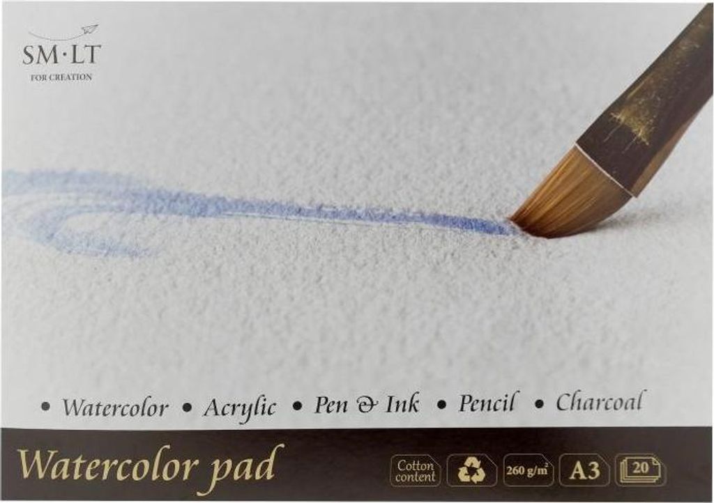 SMLT Aquarellblock A3 Papier 260g 20 Blatt für Malen und Produktbild 