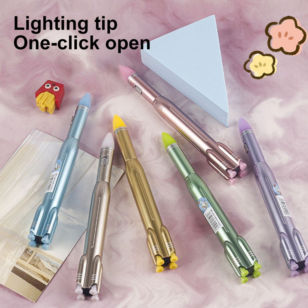 Kugelschreiber mit LED-Licht Schreiben fließer bequemer Grip weit verbreitete Raketenförmige Signature Gel-Stapel-Schreingeschenk für Schüler