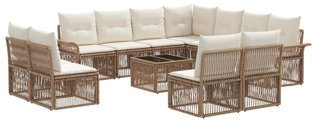 vidaXL Gartensofa-set 12 pcs Beige Poly-Rattan