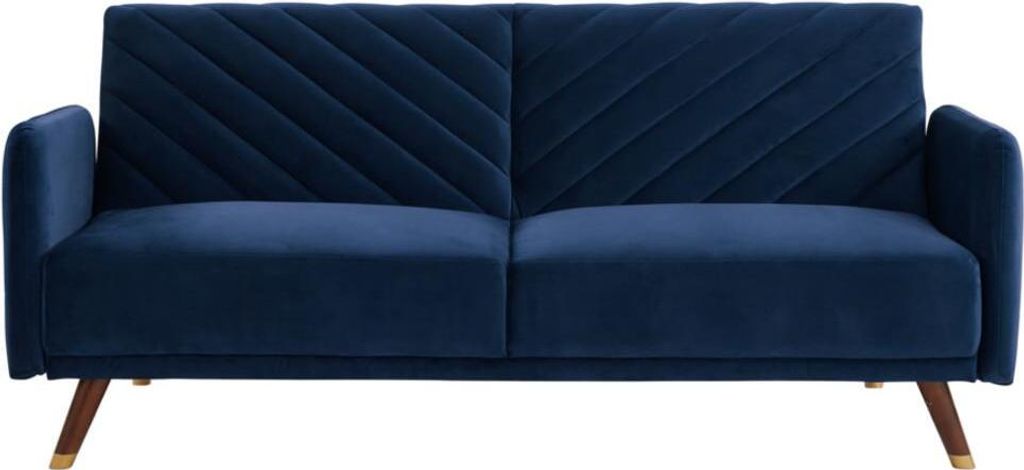 3-Sitzer-Sofa mit Schlaffunktion - aus Velours - JORIS - navy blue