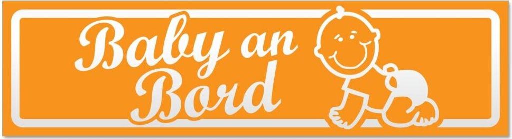 Kiwistar Baby an Bord mit Baby invertiert Magnetschild Schild magnetisch - 60cm Orange - Magnetfolie für Auto PKW Kfz