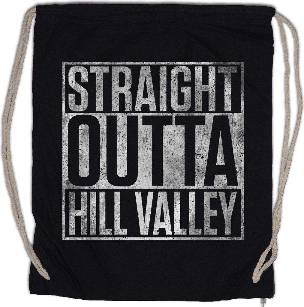 Urban Backwoods Straight Outta Hill Valley, Turnbeutel, Farbe: Schwarz